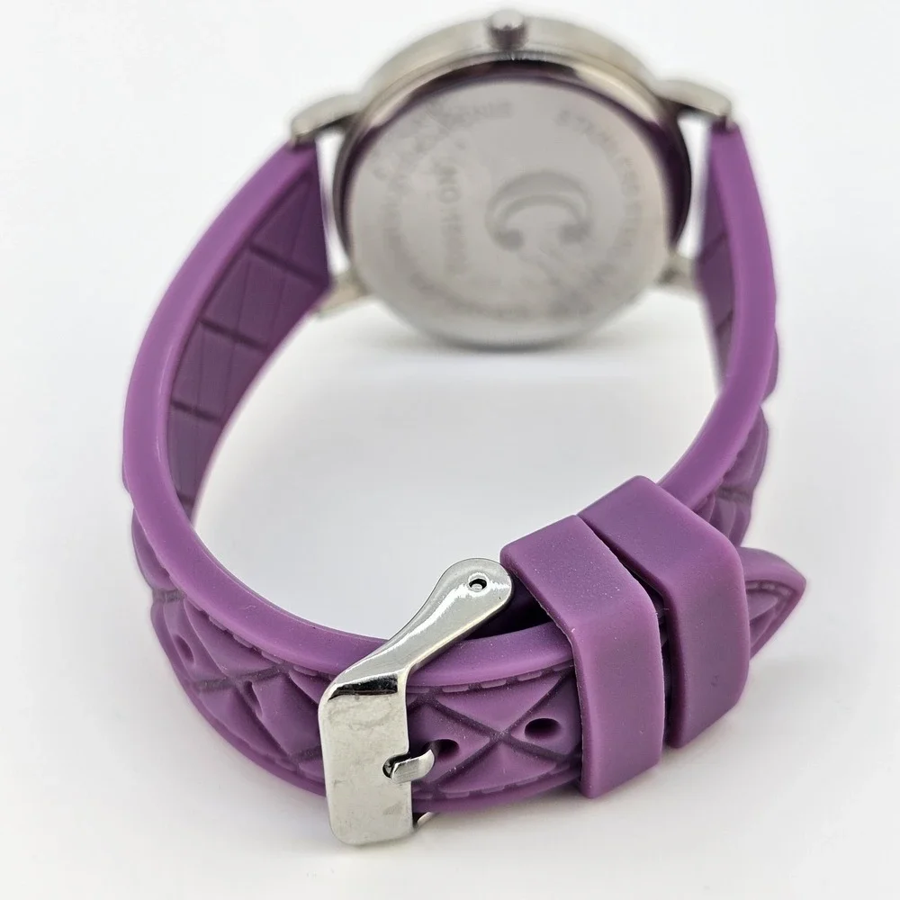 37MM Women Watch Always Late But Worth the Wait Purple Plastic Bands New Battery